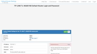 
                            4. TP-LINK TL-WA801ND Default Router Login and Password - Clean CSS