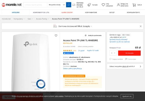 
                            9. TP-LINK TL-WA850RE w Morele.net