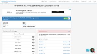 
                            5. TP-LINK TL-WA860RE Default Router Login and Password - Clean CSS