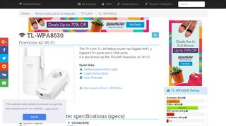 
                            3. TP-LINK TL-WPA8630 Default Password & Login, Manuals, Firmwares ...
