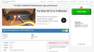 
                            1. TP-LINK TL-WR841HP Default Router Login and Password - Clean CSS