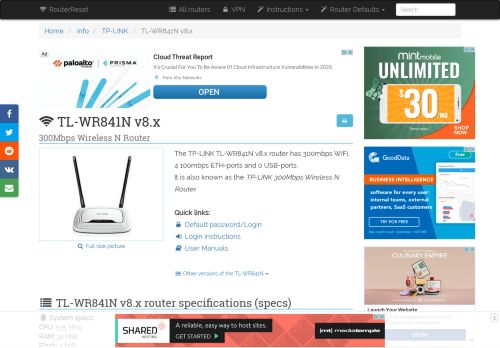 
                            12. TP-LINK TL-WR841N v8.x Default Password & Login, Manuals ...