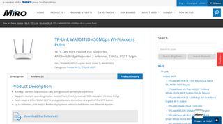 
                            12. TP-Link WA901ND 450Mbps Wi-Fi Access Point - Miro.co.za