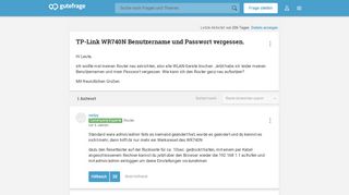 
                            13. TP-Link WR740N Benutzername und Passwort vergessen. (Router ...