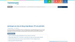 
                            2. Tplinklogin.net, địa chỉ đăng nhập Modem TP Link phổ biến - Thủ thuật
