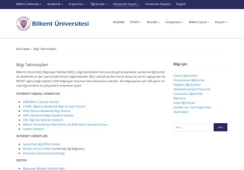 
                            1. TR / Bilkent Universitesi – Bilgi Teknolojileri