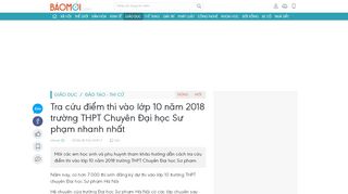 
                            11. Tra cứu điểm thi vào lớp 10 năm 2018 trường THPT Chuyên Đại học ...