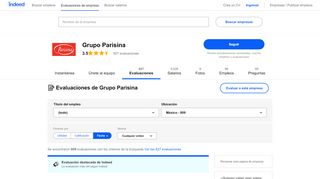 
                            2. Trabajar en GRUPO PARISINA: 68 evaluaciones | Indeed.com.mx