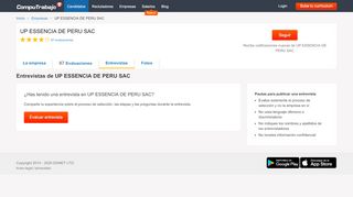 
                            7. Trabajar en UP ESSENCIA DE PERU SAC: Entrevistas | Computrabajo