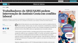 
                            12. Trabalhadores do SBSI/SAMS pedem intervenção ... - Diário de Notícias