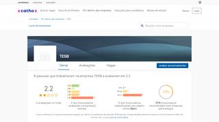 
                            5. Trabalhando no perfil e informações da empresa TESB | Catho
