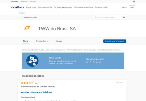 
                            13. Trabalhando no perfil e informações da empresa TWW do Brasil SA ...
