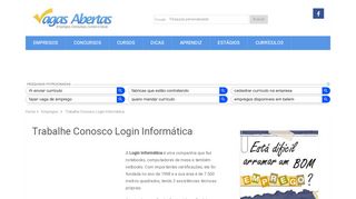 
                            13. Trabalhe Conosco Login Informática | Vagas Abertas 2019