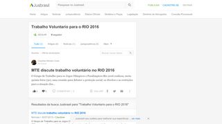 
                            4. Trabalho Voluntario para o RIO 2016 - JusBrasil