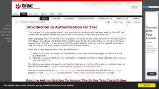 
                            3. TracAuthenticationIntroduction – The Trac Project