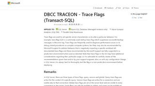 
                            6. Trace Flags (Transact-SQL) - SQL Server | Microsoft Docs