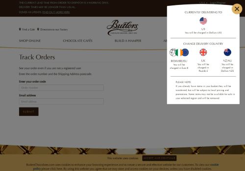 
                            3. Track an Order - Butlers Chocolates - Official Website