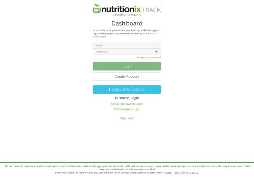 
                            11. Track - Login - Nutritionix