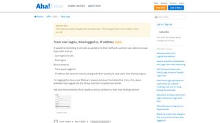 
                            9. Track user logins, time logged in, IP address | Aha! Big Ideas