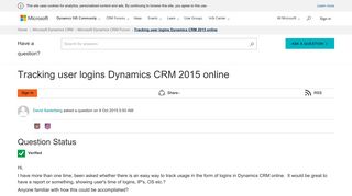 
                            2. Tracking user logins Dynamics CRM 2015 online - Microsoft Dynamics ...