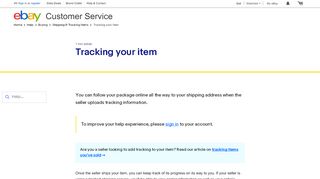 
                            2. Tracking your item | eBay