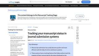 
                            8. Tracking your manuscript status in journal submission systems - Editage