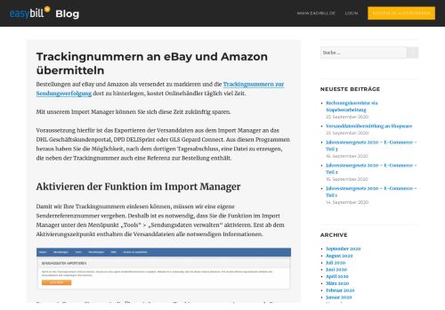 
                            4. Trackingnummern an eBay und Amazon übermitteln – easybill Blog