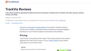 
                            12. TrackVia Reviews, Pricing, Key Info and FAQs - The SMB Guide