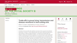 
                            13. Trade-offs in group living: transmission and disease resistance in leaf ...