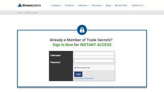 
                            4. Trade Secret Login - Nirvana Systems Inc.