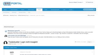 
                            8. Tradedoubler: Login nicht moeglich - Affiliate Marketing Forum ...