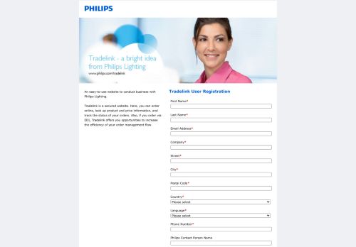 
                            2. Tradelink User Registration - Philips Lighting