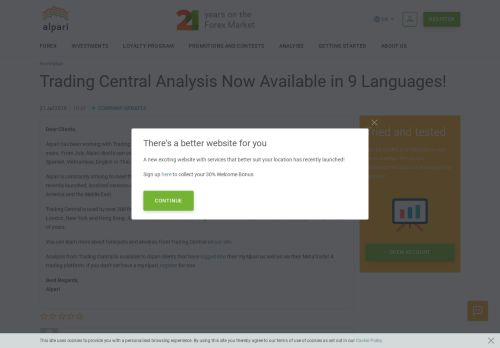 
                            4. Trading Central Analysis Now Available in 9 Languages! - Alpari