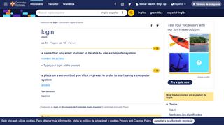 
                            5. Traducir login del inglés al español: Diccionario Cambridge