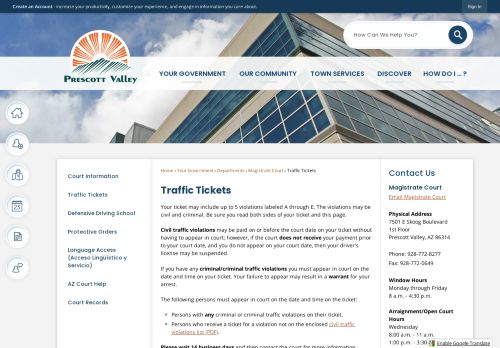 
                            7. Traffic Tickets | Prescott Valley, AZ - Official Website