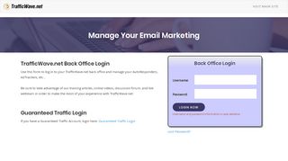 
                            1. TrafficWave.net Email Marketing Control Panel- Back Office Login