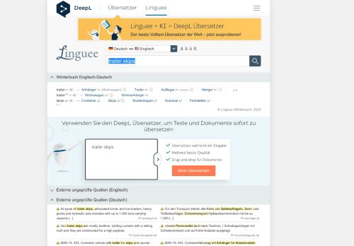 
                            8. trailer skips - Deutsch-Übersetzung – Linguee Wörterbuch