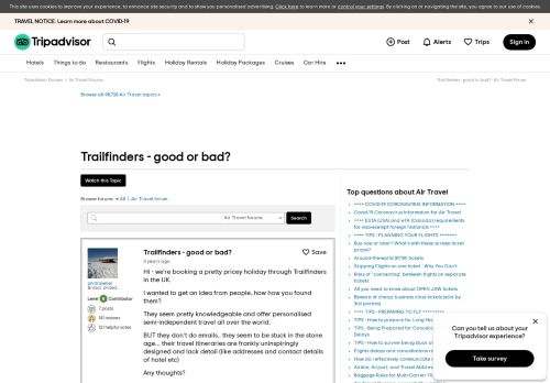 
                            10. Trailfinders - good or bad? - Air Travel Forum - TripAdvisor