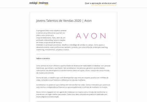 
                            7. Trainee Avon 2019 | EstágioTrainee.com
