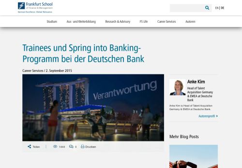 
                            11. Trainees und Spring into Banking-Programm bei der Deutschen Bank
