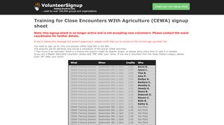 
                            13. Training for Close Encounters WIth Agriculture (CEWA) signup sheet