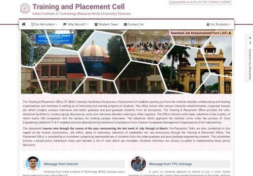 
                            9. Training & Placement Cell | IIT (BHU) Varanasi