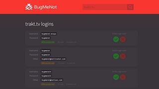 
                            9. trakt.tv passwords - BugMeNot