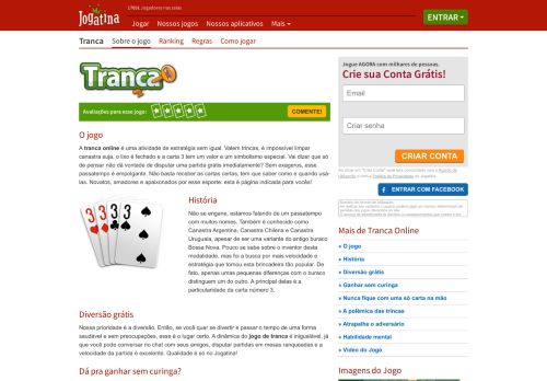 
                            5. Tranca Online - Jogos de Cartas é no Jogatina!