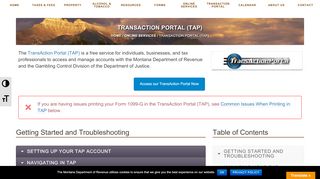 
                            13. TransAction Portal (TAP) - Montana Department of Revenue
