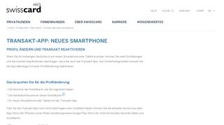 
                            6. Transakt App neues Smartphone – Services – Swisscard AECS