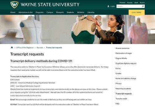 
                            11. Transcript requests - Office of the Registrar - Wayne State University