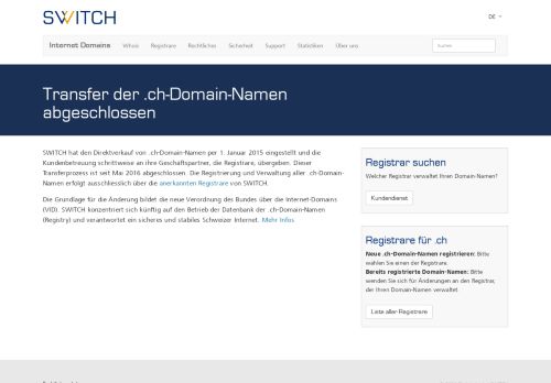 
                            3. Transfer der .ch-Domain-Namen abgeschlossen