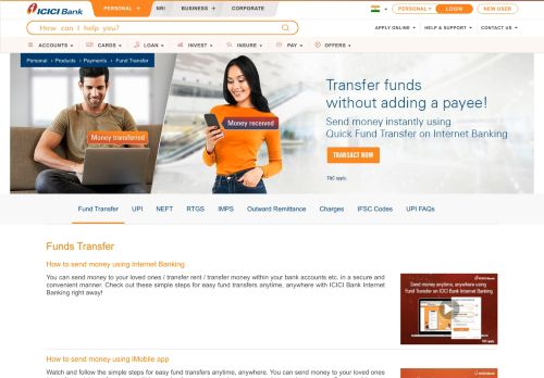 
                            13. Transfer Funds Online, Instant Money Transfer to Bank Account - ICICI ...