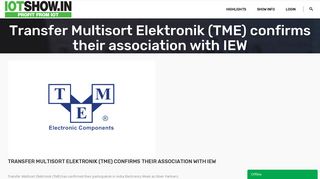 
                            7. Transfer Multisort Elektronik (TME) confirms their association with IEW ...